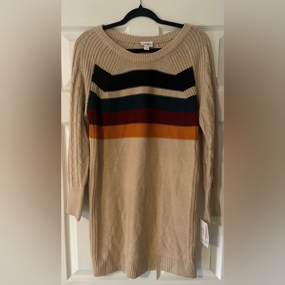 NWT Women’s LuLaRoe Lauren Retro Striped Sweater Dress Long Sleeve Fall. Small.
